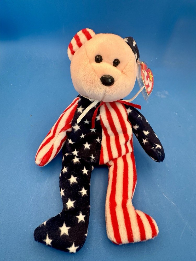 Ty Rare Beanie Baby Pink Faced Patriotic Bear MWMT June 14, 1999 ERRORS Tag
