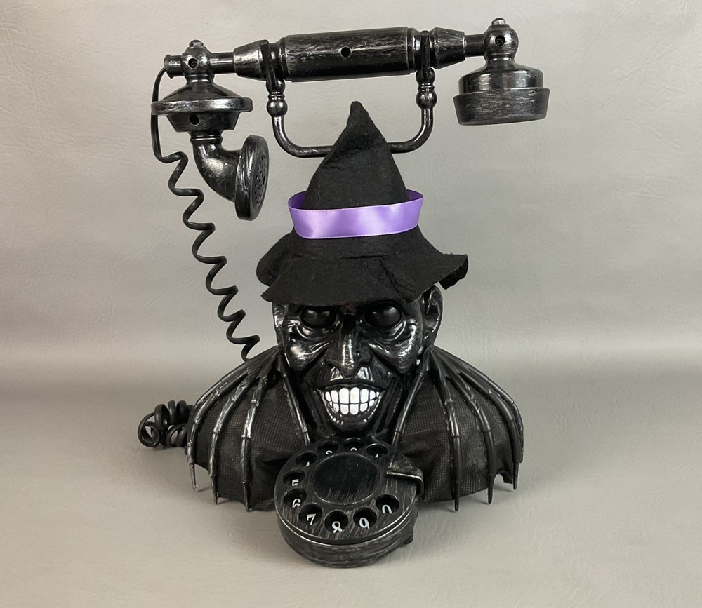 Haunted Halloween Talking Telephone with Spinning Sound Effects - Tested & Working