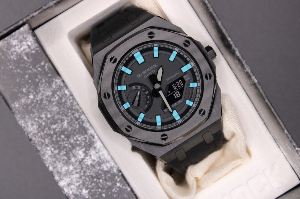 Custom black Casioak Casio G shock Ga-2100 1a1 black band tiffany blue watch