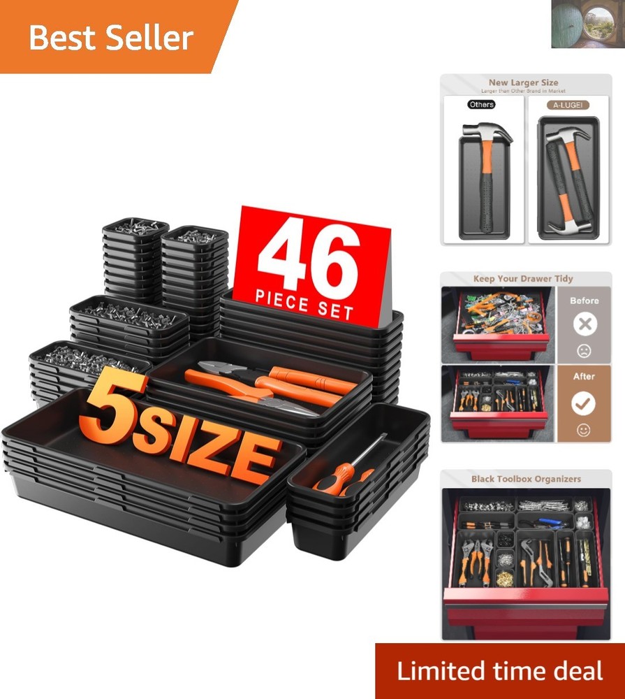Black 46-Piece Non-Slip Tool Tray for Efficient Garage Storage