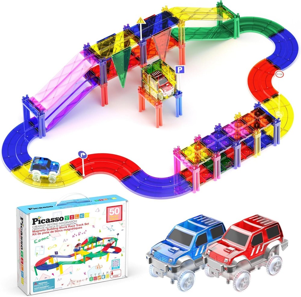 50 Piece Race Car Track Building Block Educational Toy Set