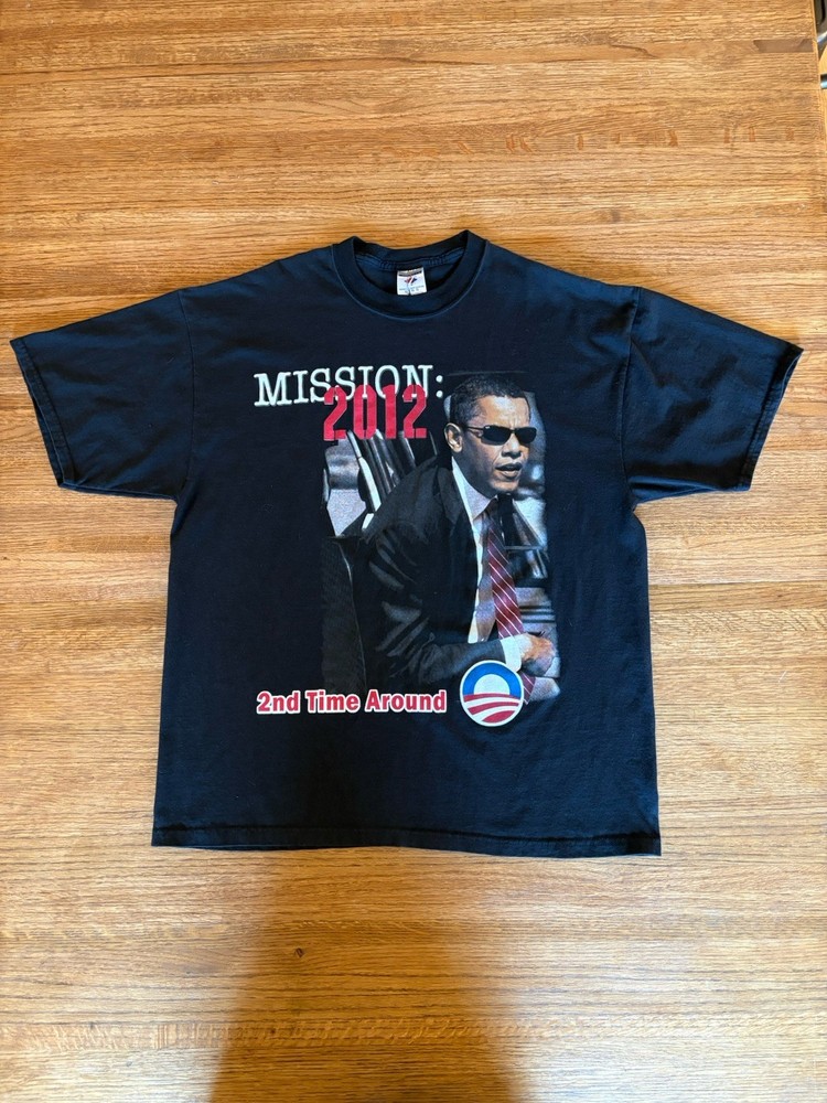 Barack Obama Mission 2012 President USA United States Graphic T Shirt XL