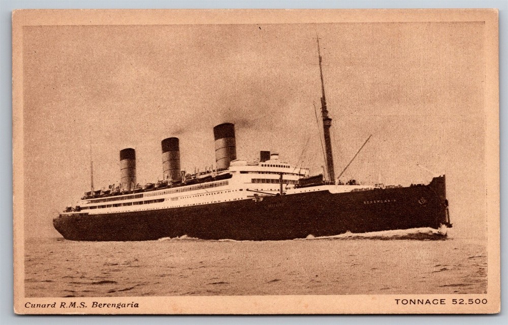 Vintage Cunard RMS Berengaria Ocean Liner Cruise Ship 1930s Postcard P5 Collectible Nautical Memorabilia