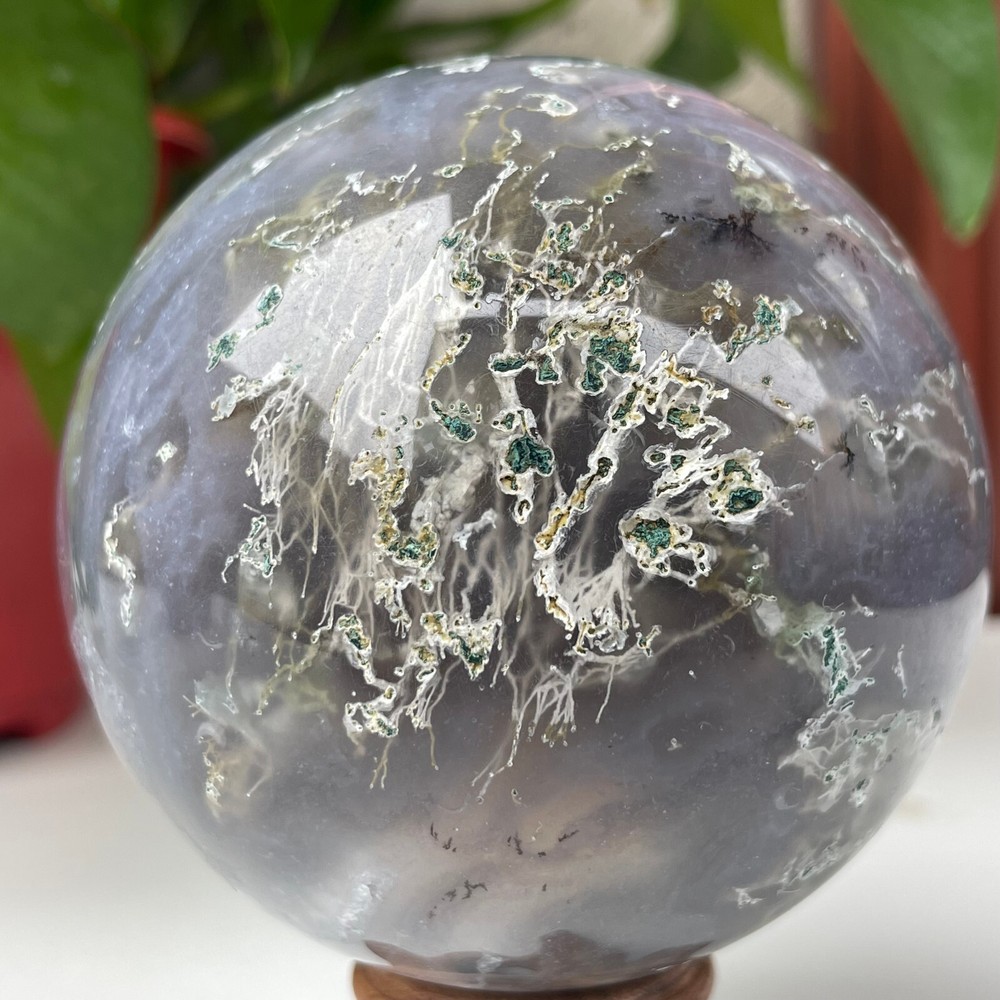 715g Natural Black Agate Ball Quartz Crysta Energy Sphere Reiki healing