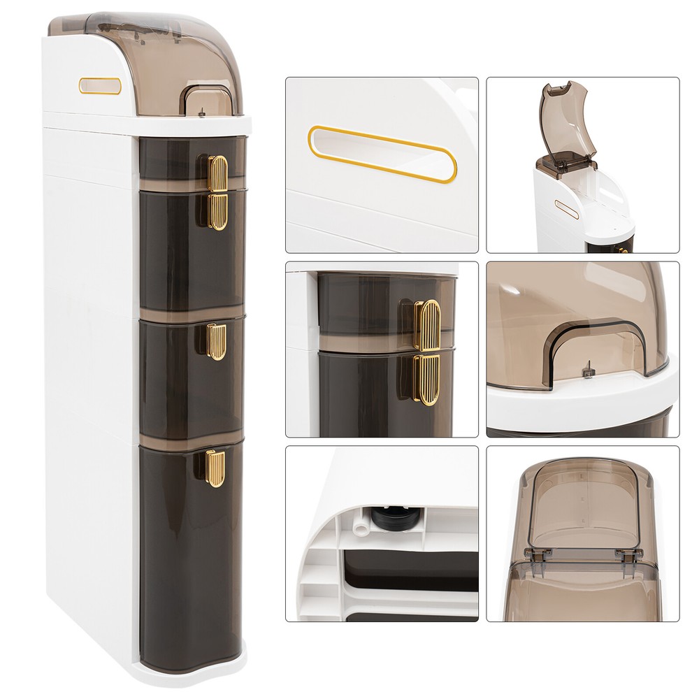 4-Tier Free Standing Cabinet Organizer Toilet Paper Holder and Storage w/ Drawer