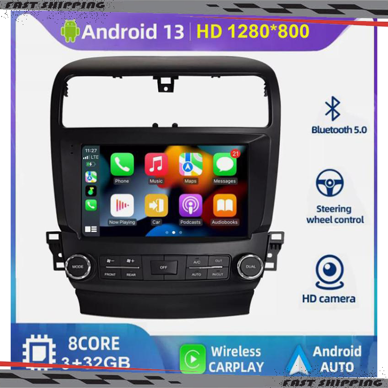 Car Radio Stereo Receiver Touch Screen Carplay Android For Acura TSX 2004-2008