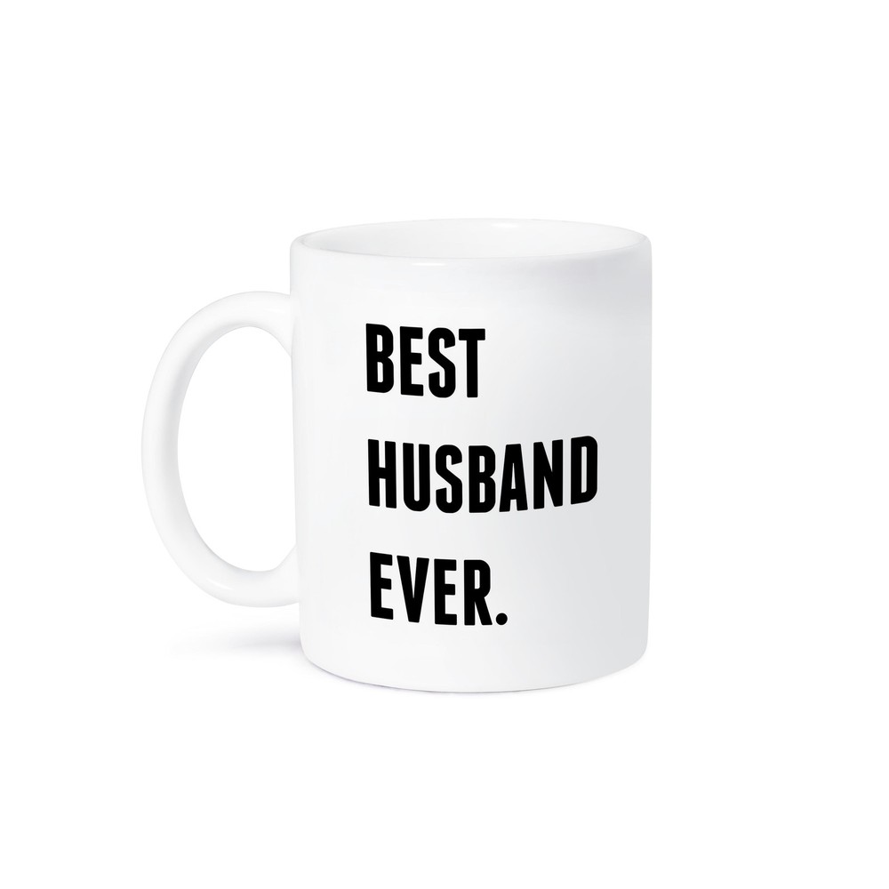 Best Husband Ever Mug - Black Lettering on White 3D Rose Design