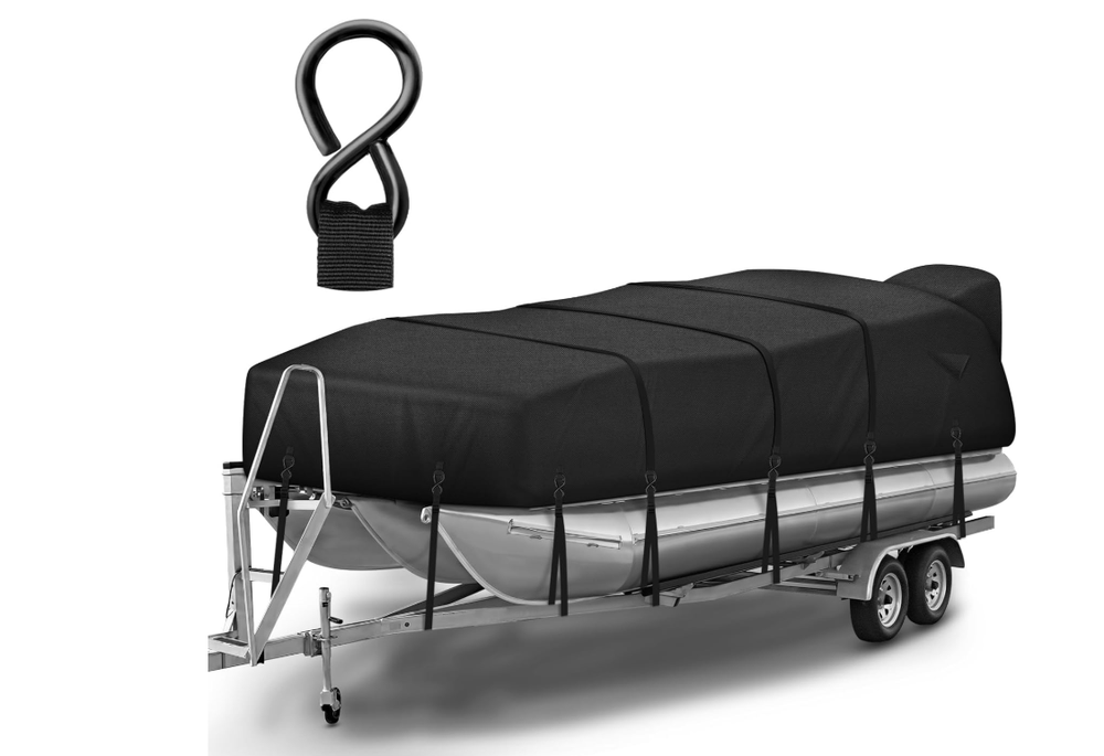 Heavy Duty 1200D Pontoon Boat Cover with Windproof Adjustable Metal Buckle & Waterproof Protection