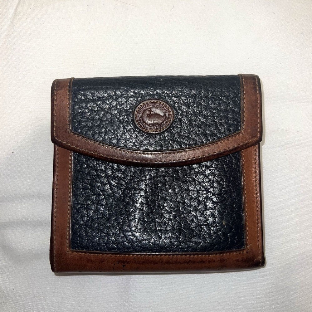 Vintage Dooney & Bourke Black Brown Leather Wallet Coin Purse
