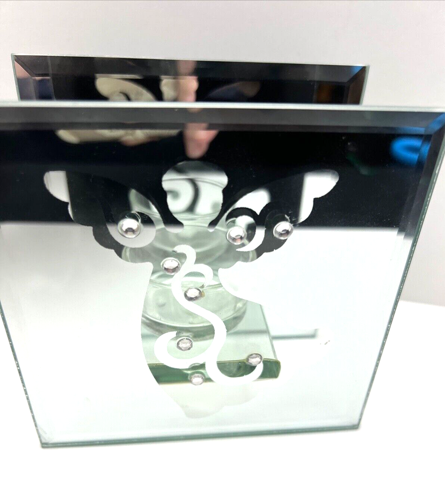 Christmas Tea Light Mirrored Candle Holder Crystal Mirrors Angel Reflections