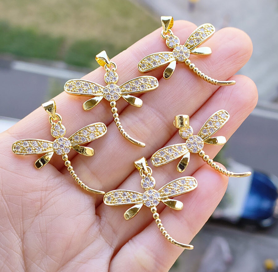10pcs Metal Crystal Dragonfly Pendants Magic Reiki Healing Amulet