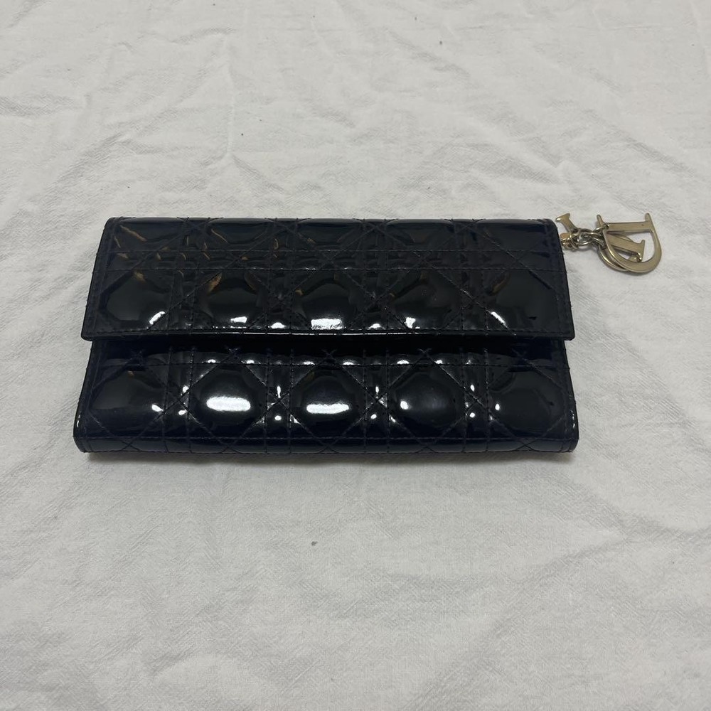 Christian Dior Black Enamel Wallet Pre-Owned Luxury  