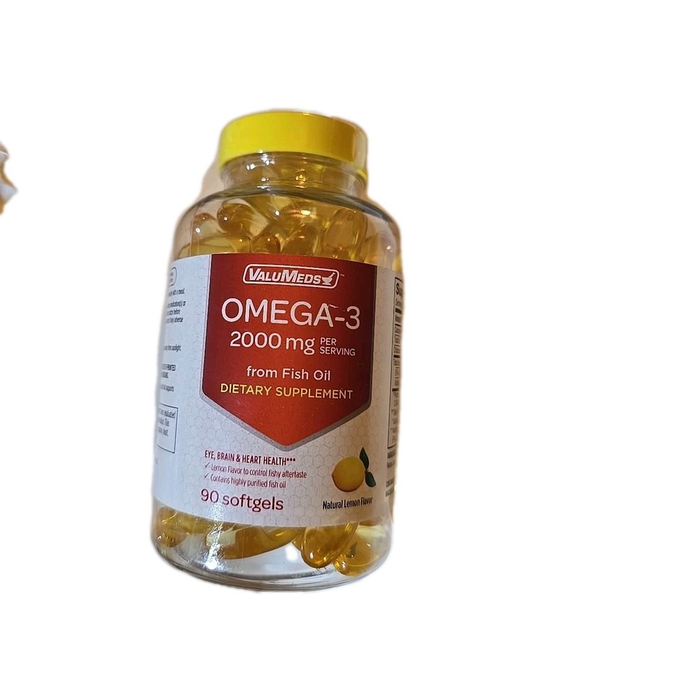 ValuMeds Lemon Omega-3 Fish Oil EPA DHA Supplement 90 Softgels Exp 7/25