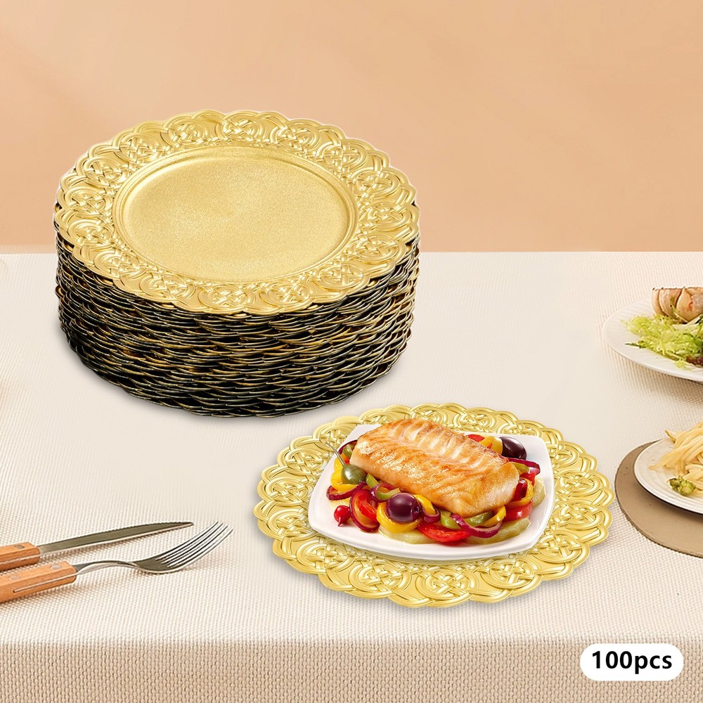 Set of 100 Elegant Reef Plastic Charger Plates 13inch Round Dinner Wedding Party