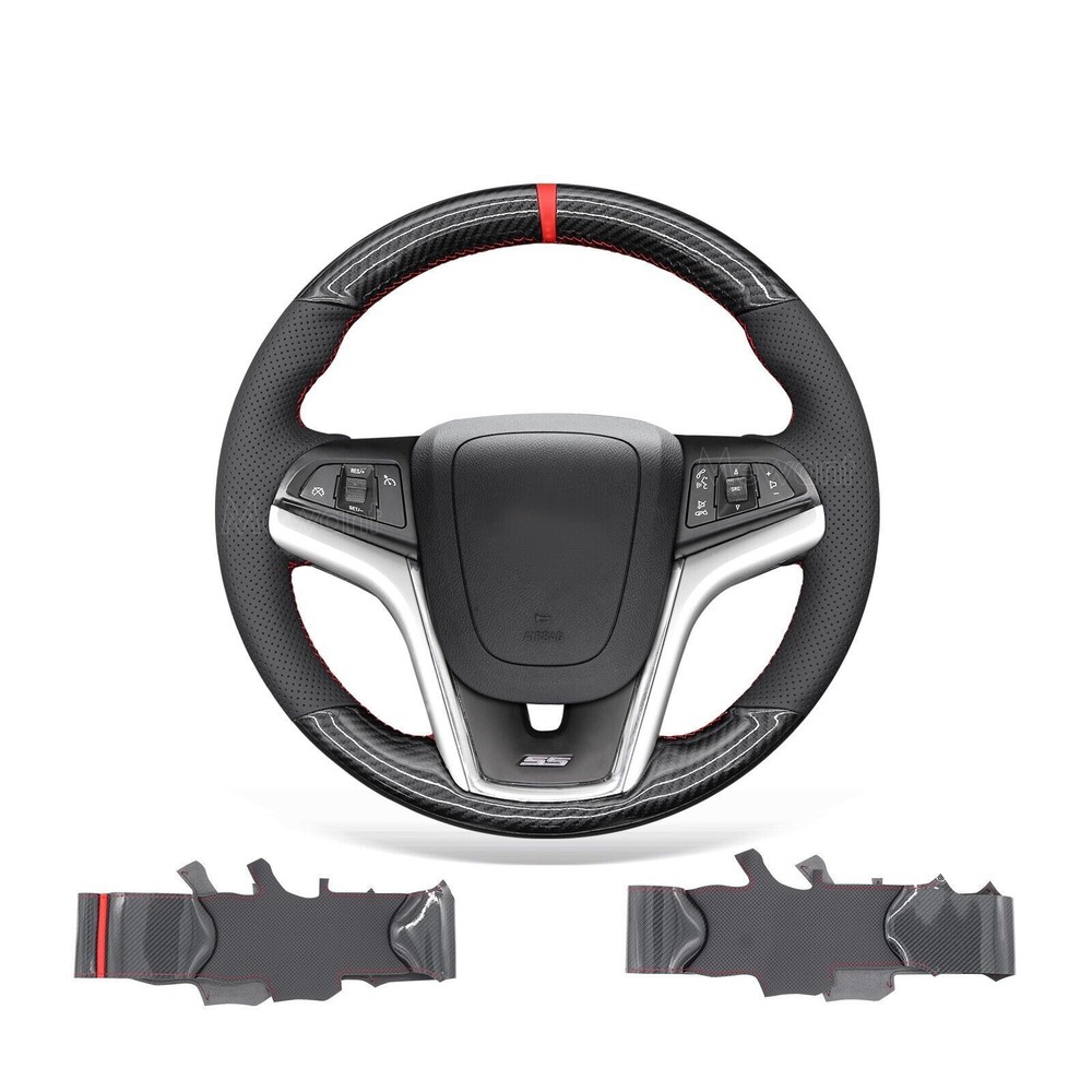 PU Carbon Fiber Real Leather Steering Wheel Cover for Chevrolet Camaro 2012-2015