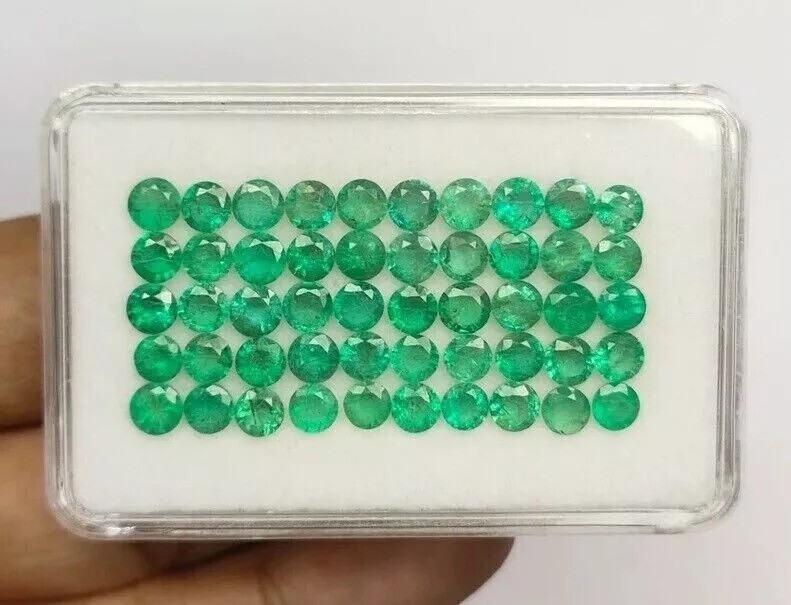 Colombian Green Emerald Round Lot 7mm 12pc Natural Certified Gemstones
