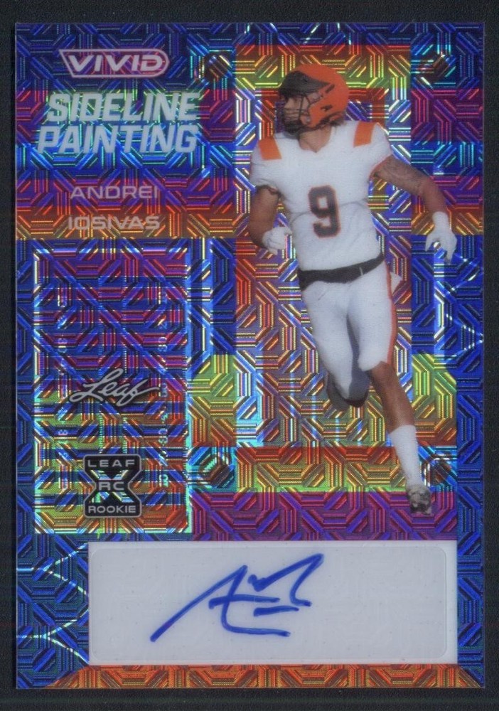 2022 Leaf Vivid Andrei Iosivas Sideline Painting auto Mojo Purple #d/7