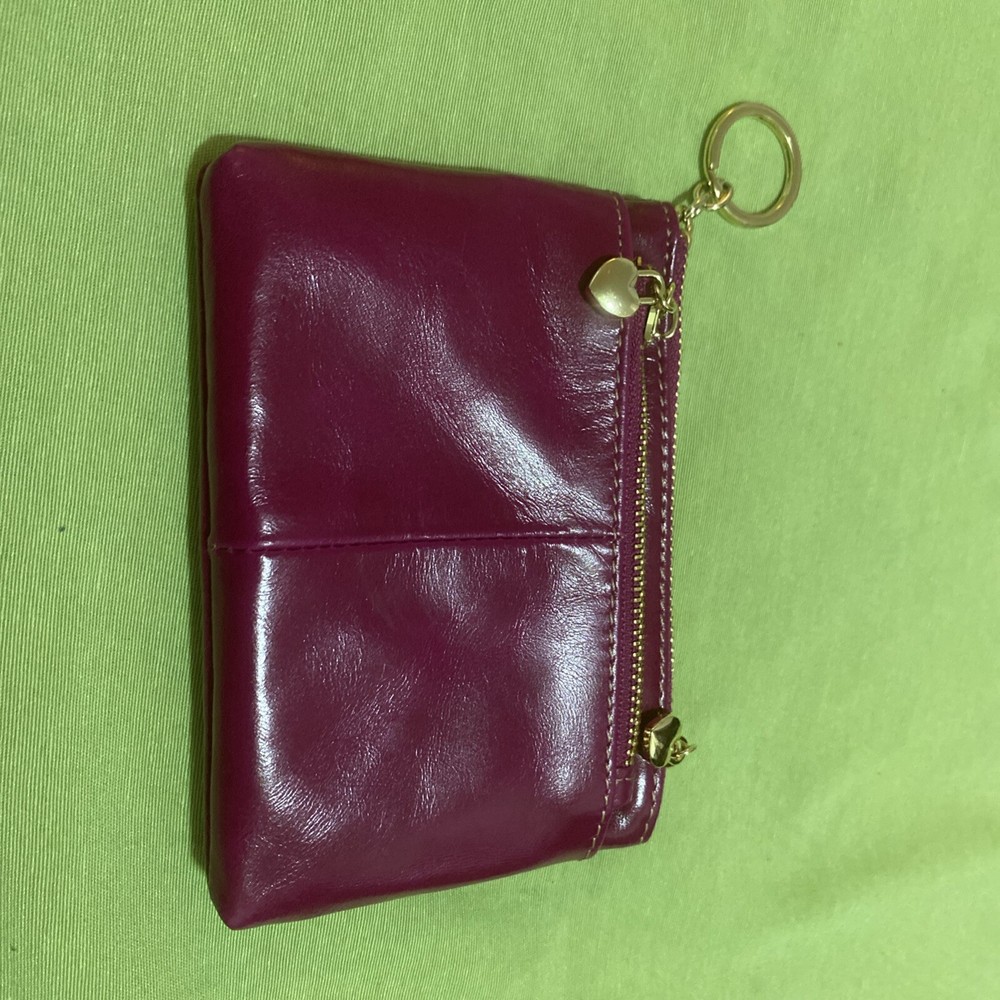 Women's Purple Leather Zipper Wallet with Coin Pocket and Keychain  
