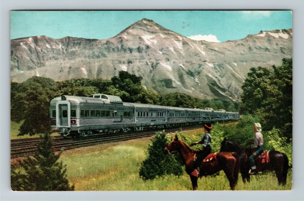 Denver Zephyr, Transportation, Horse Riders, Mountains, Vintage Postcard
