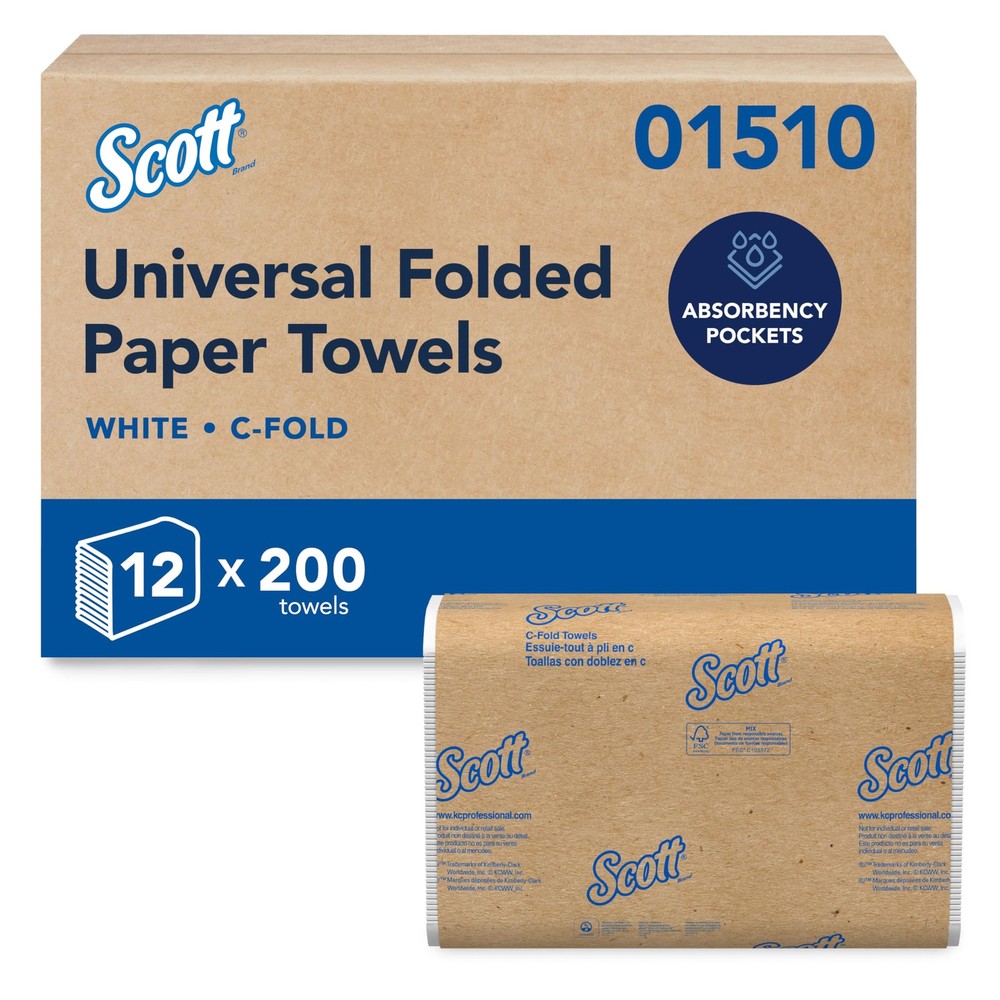 Scott Professional Essential C-Fold Folded 200 Count (Pack of 12), White