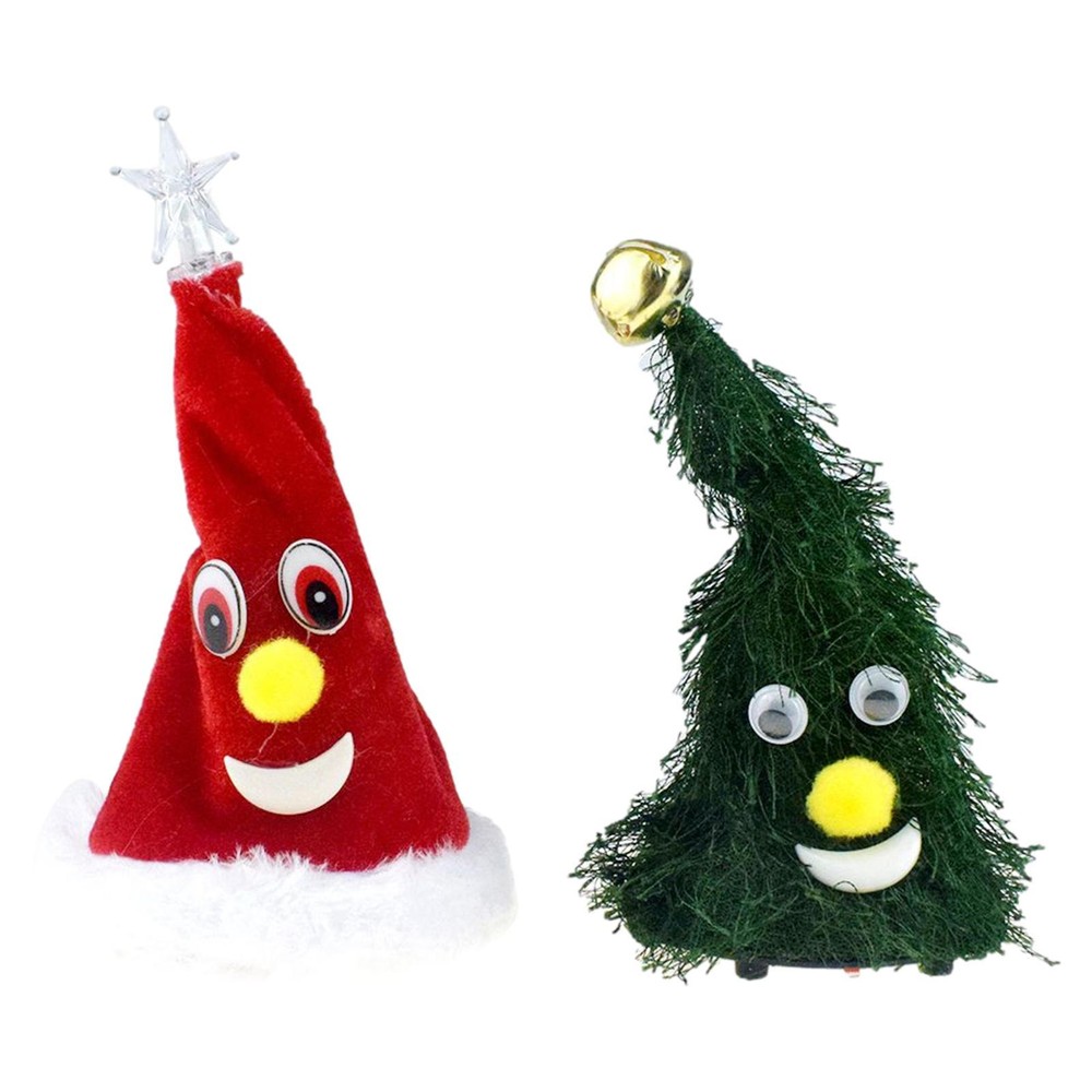1/2x Dancing Christmas Decoration Electric Music Santa Hat Christmas Tree Toy