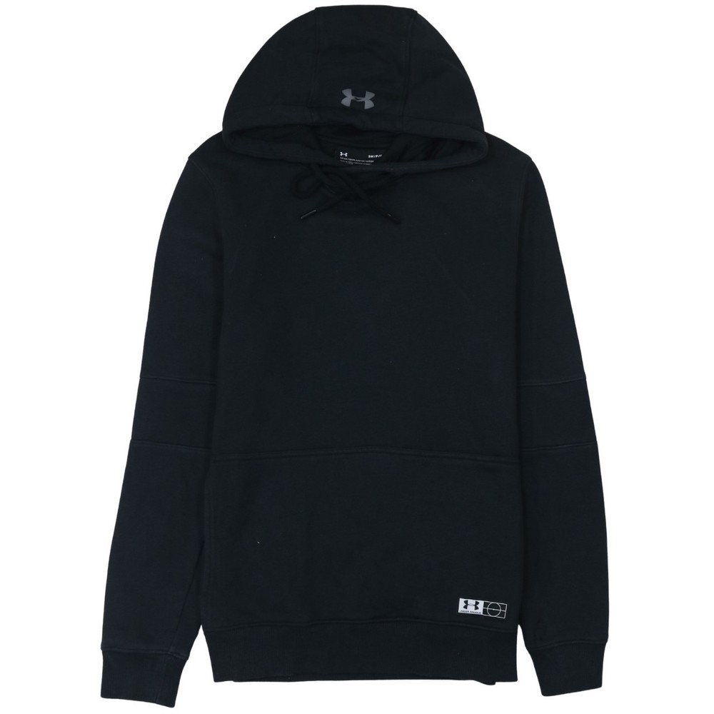 Under Armour Womens Hoodie Black Fleece Pullover Logo Kangaroo Pocket Gym S