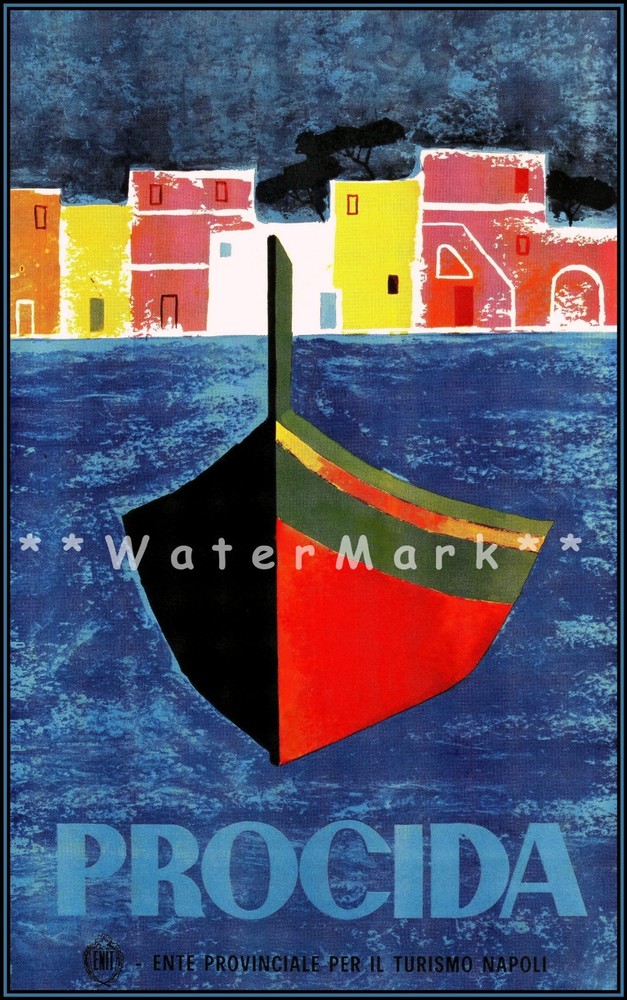 Procida 1960 Italy Vintage Poster Print Retro Style Italian Island Travel Art