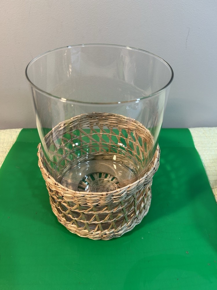 Woven Rattan Glass Vase with Clear Glass for Holiday Decor