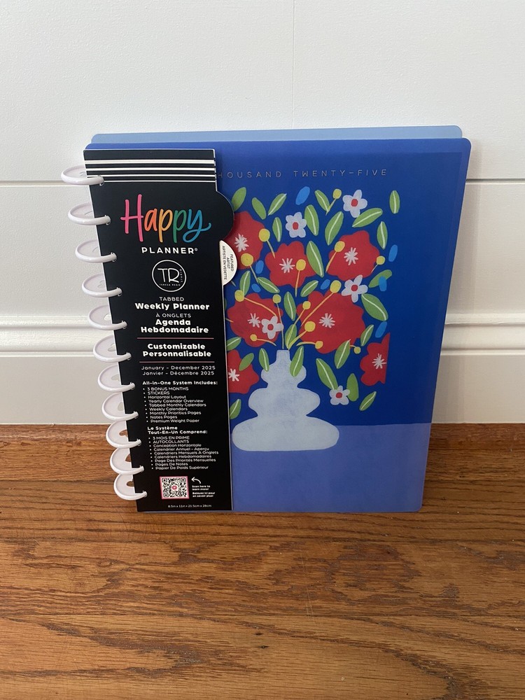The Happy Planner 2025 Big Horizontal Layout Planner New Year Blue Floral Fashio-image