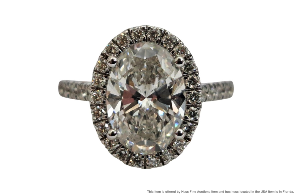 2.25ct Lab Grown Oval Center .56ct Diamond Mount 14k Gold Engagement Ring