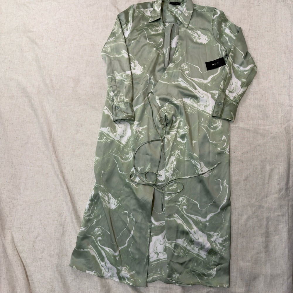 Alfani satin sage/mint green wrap mini dress size 4 NWT