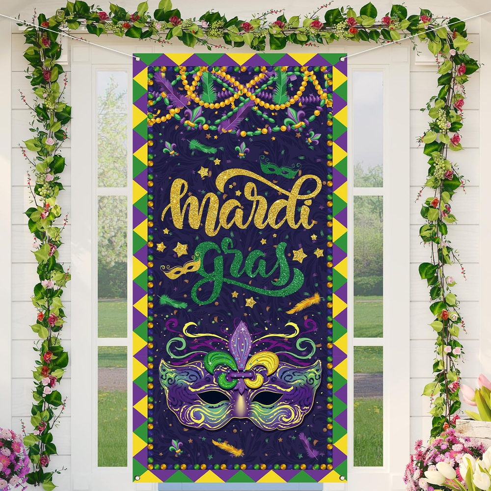 Mardi Gras Decorations New Orleans Brazi Carnival Door Cover Fat Tuesday Mardi G