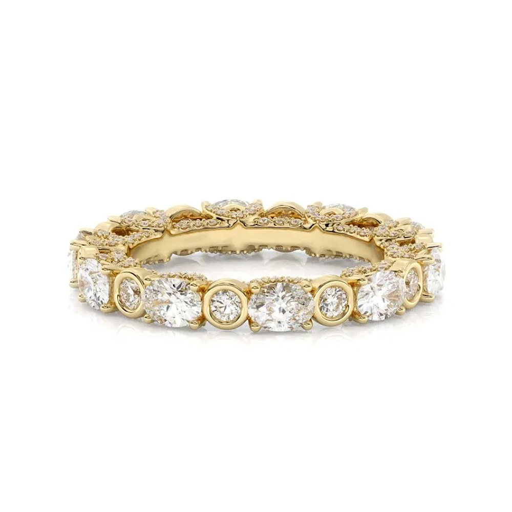 Wedding 18k Yellow Gold Band Oval Cut 3.50 Ct Diamond Women 3.3 mm Lab Created