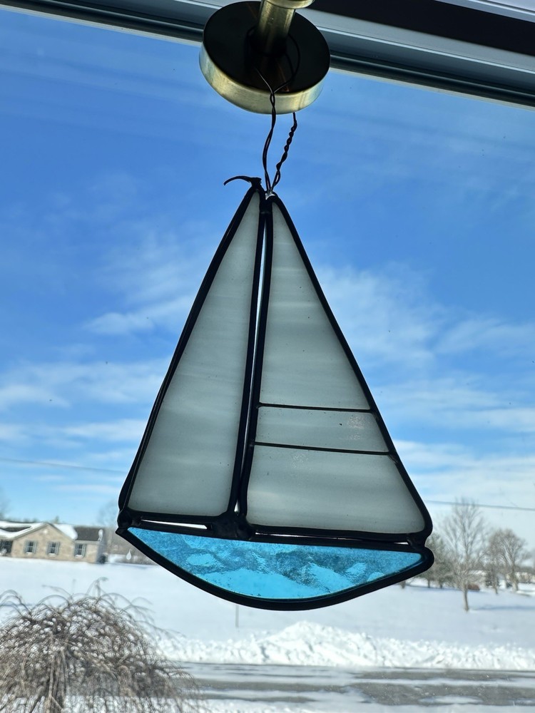 Tiffany Stained Glass Collectors Society Vintage Sailboat Sun catcher