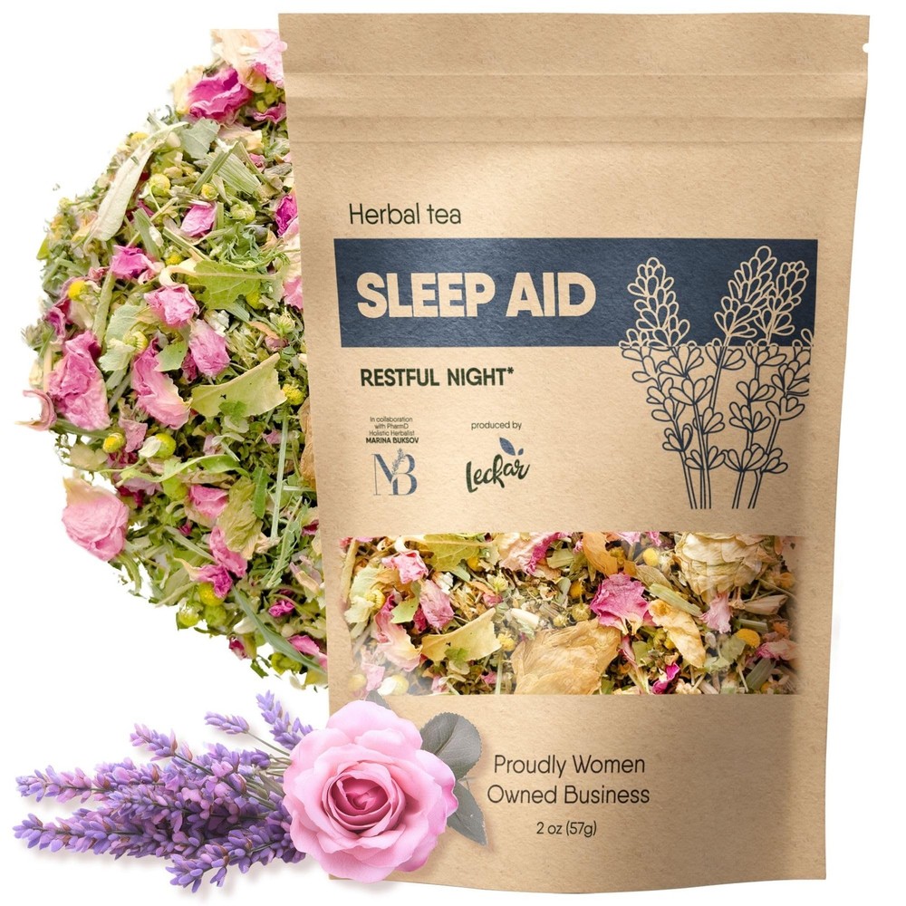 Organic Sleep Aid Tea with Lemon Balm & Lavender for Relaxation