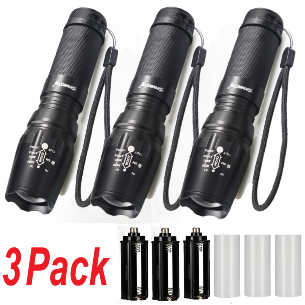 3 Pack Super Bright LED Mini Flashlight Handheld LED Torch Zoom 5 Working Modes