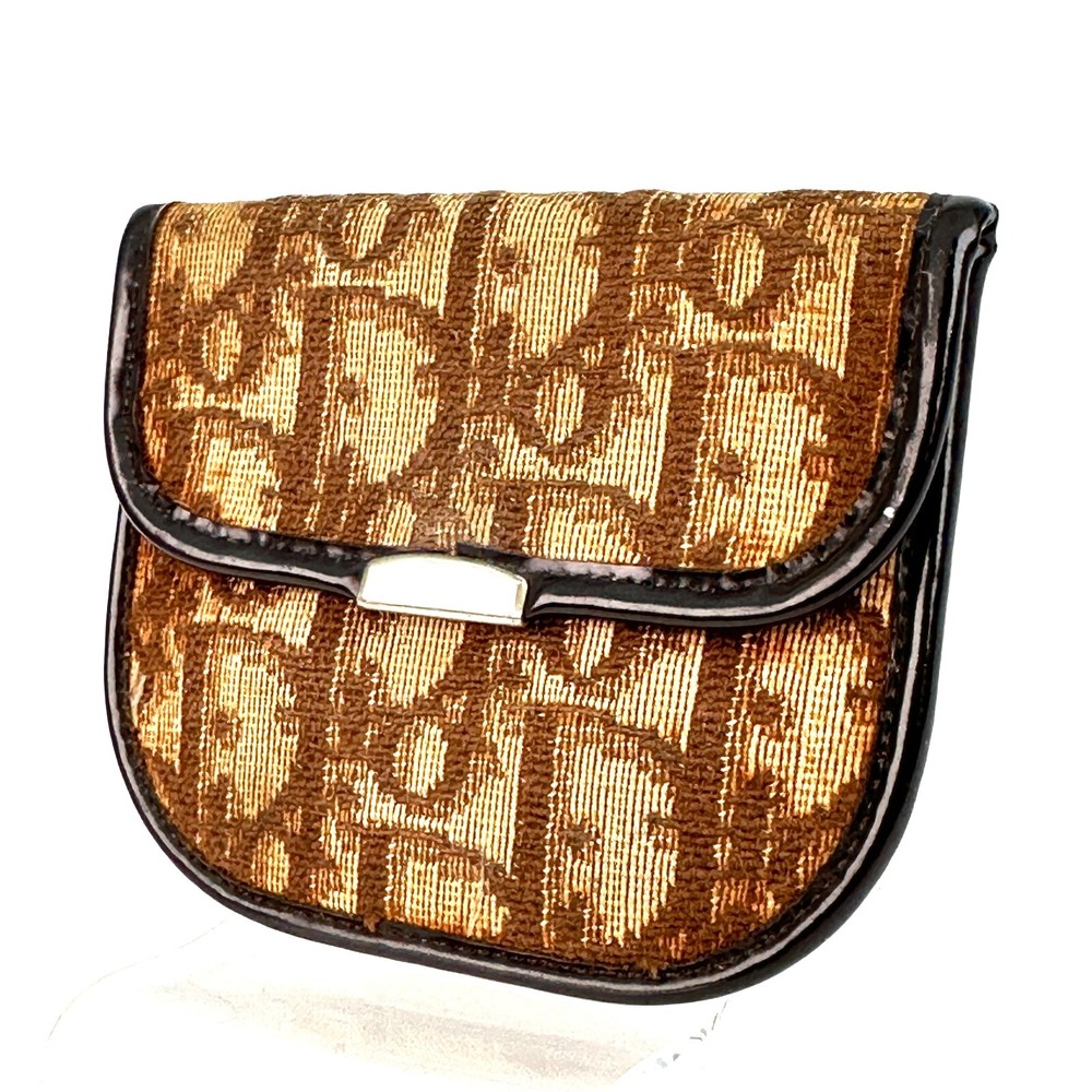 Vintage Christian Dior Trotter Canvas Leather Brown Coin Purse