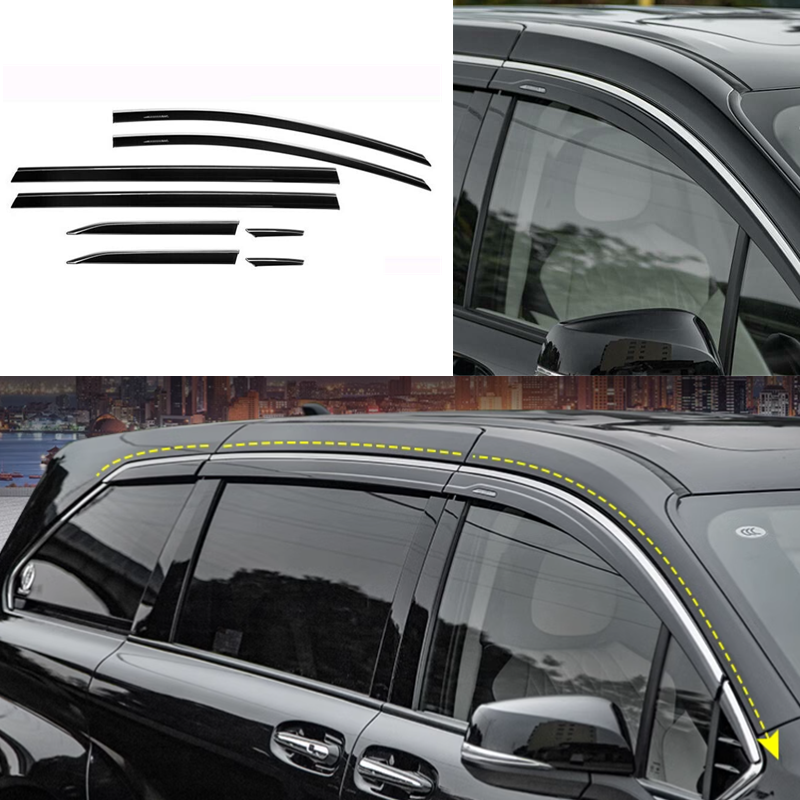 Window Visor Vent Sun Rain Guard Trim Black Fit for 2021-22 23 24 Toyota Sienna
