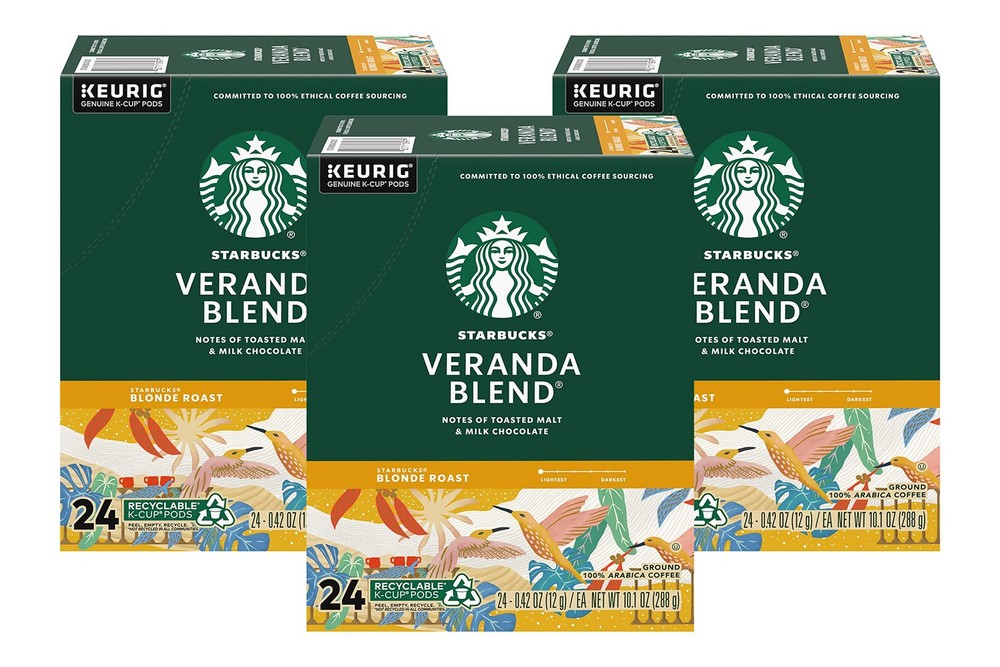 Starbucks Coffee K-Cup Pods, Veranda Blend, Blonde Roast 72 Count (Pack of 3)