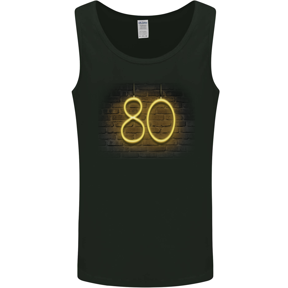 80th Birthday Neon Lights 80 Year Old Mens Vest Tank Top