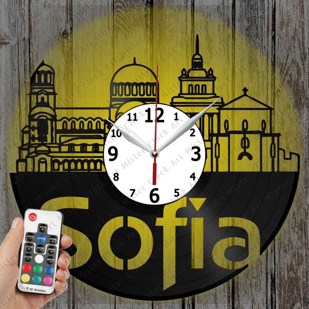 LED Wall Clock Sofia Vinyl Record Retro Art Decor Gift 5846