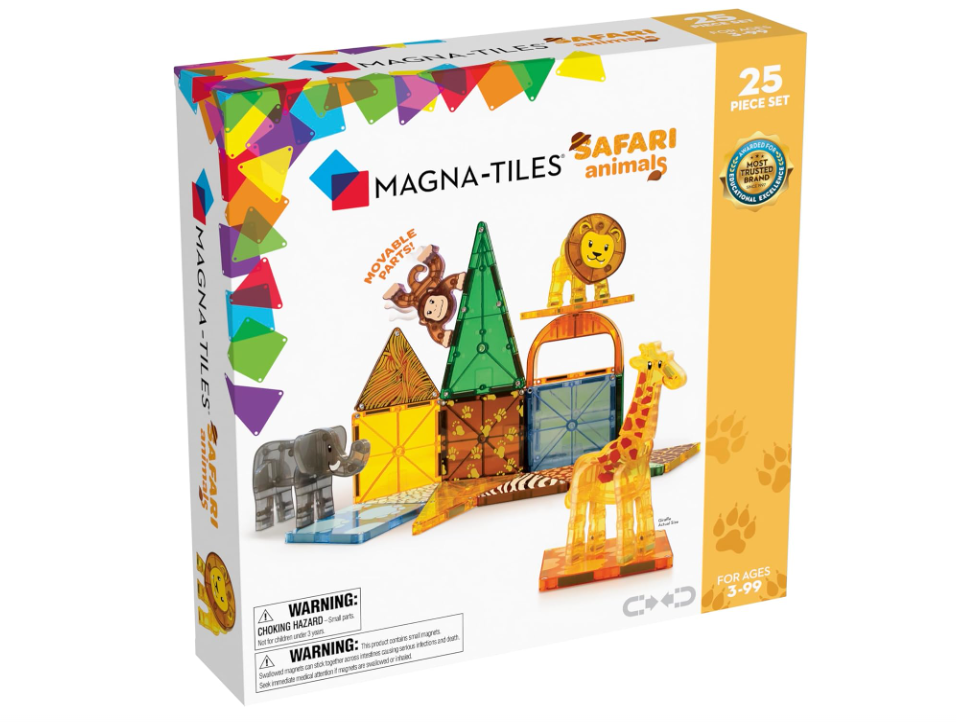MAGNA-TILES 25-Piece Safari Animals Magnetic Building Set with Free Shipping