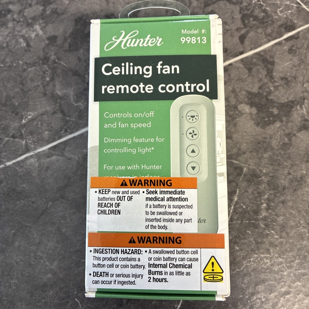 Hunter #99813 Universal 3-Speed Ceiling Fan and Light Kit Remote Control