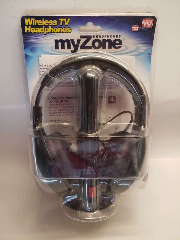 Wireless TV Headphones My Zone Black ~new open box