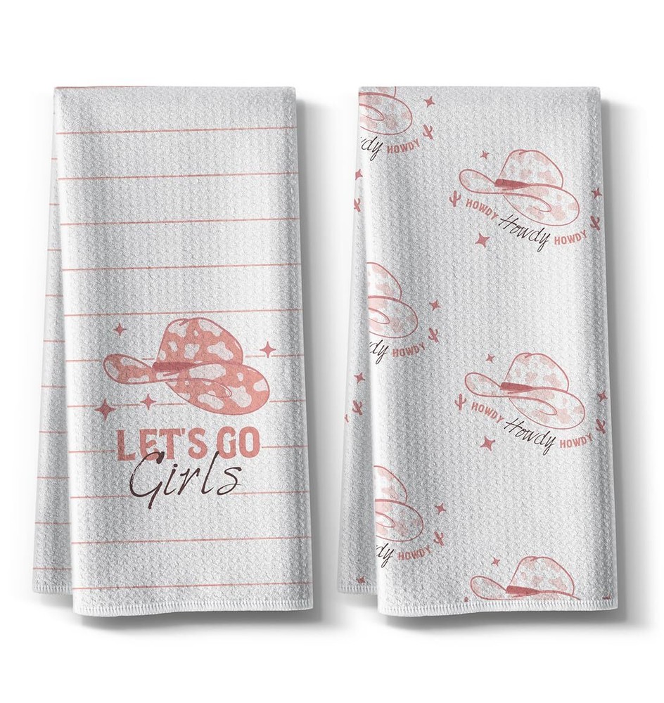 Funny Cowgirl Cowboy Kitchen Towels Housewarming New Home 16x24