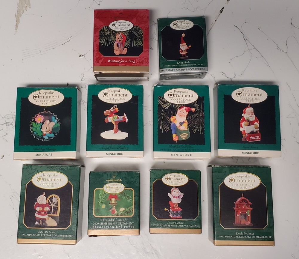 Lot of 10 Vintage Hallmark Keepsake Miniature Ornaments Collector's Club