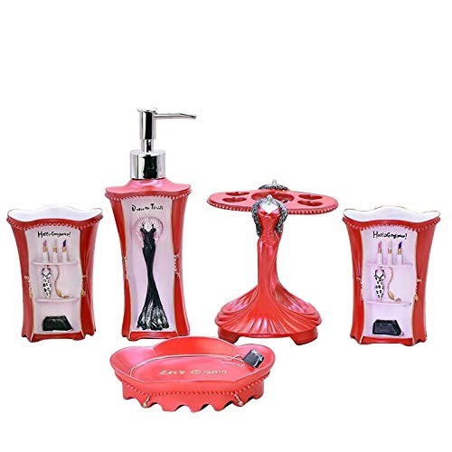 5 Piece Bathroom Accessories Set, Collection Bath Set Features Soap Dispenser...