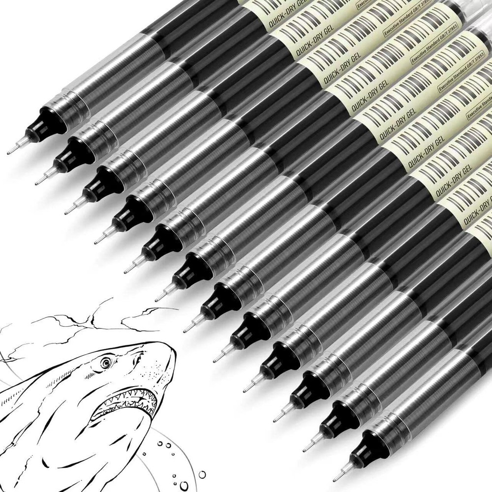 Rollerball Pens Fine Point Black Gel Ink Pens 0.5mm for Note Taking Black Ink...
