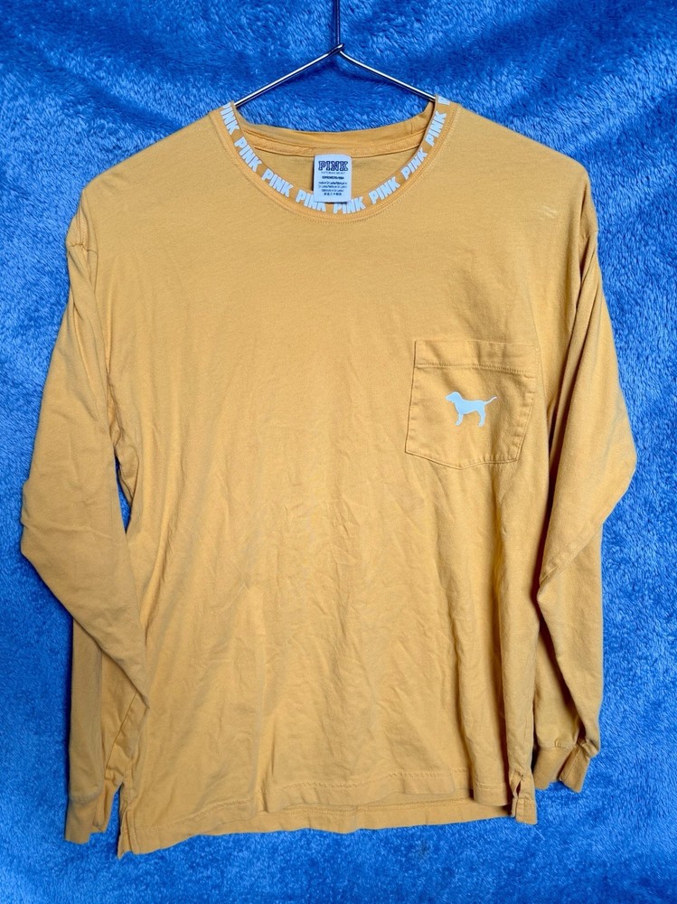 PINK Victoria's Secret Men's Long Sleeve Shirt - Mustard