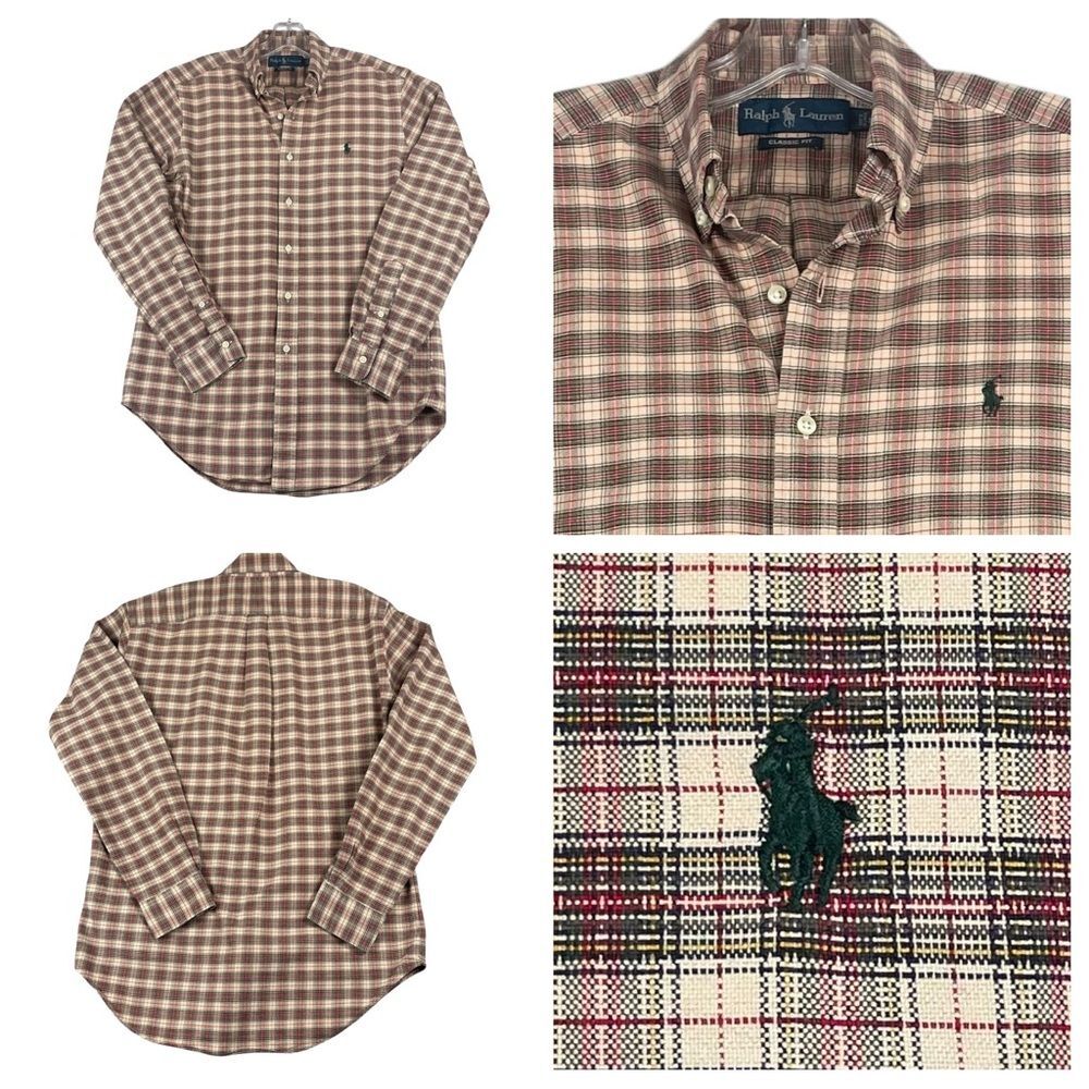 Men's Ralph Lauren Classic Fit Multi-Color Plaid 100% Cotton Button Down 0077